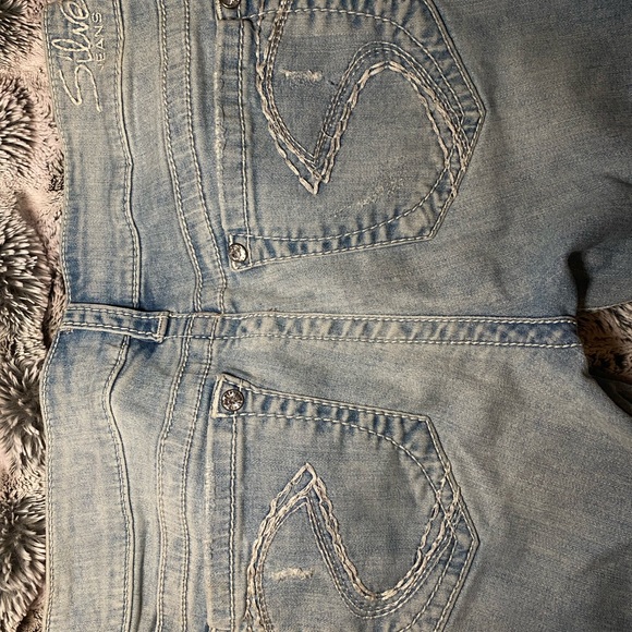 Silver ripped Denim skinny leg Jeans with lace - Picture 7 of 8